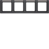 Berker 10246016 Rahmen 4fach mit Beschriftungsfeld waagerecht Q.1 anthrazit. samt
