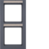 Berker 10526086 Rahmen mit Einsatz-Beschriftungsfeld 2fach senkrecht Berker Q.3 anthrazit. samt