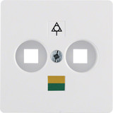 Berker 140309 Zentralplatte für Doppel-Potenzialausgleich-Steckdose polarweiß. glänzend