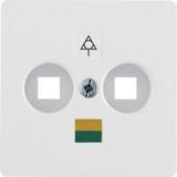 Berker 14031909 Zentralplatte für Doppel-Potenzialausgleich-Steckdose polarweiß. matt/samt