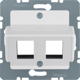 Berker 146409 Zentralplatte 2f. f. Krone Modular Jacks Zentralplattensystem polarweiß. glänz.