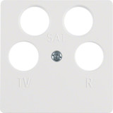 Berker 148409 Zentralplatte für Antennendose 4Loch polarweiß. glänzend