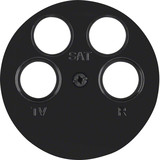 Berker 14842045 Zentralstück für Antennen-Steckdose 4Loch R.1/R.3 schwarz. glänzend