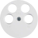 Berker 14842089 Zentralstück für Antennen-Steckdose 4Loch R.1/R.3 polarweiß. glänzend