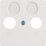 Berker 148609 Zentralplatte für Antennendose 2Loch polarweiß. glänzend