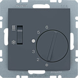 Berker 20291606 Temperaturregler. Wechsler mit Schalter Heizen/Kühlen. S.1/B.3/B.7. anthr. mt.