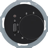 Berker 20302035 Temperaturregler mit Öffner. Wippschalter und LED R.classic schwarz. glänzend