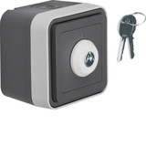 Berker 32713505 Schlüssel-Schalter. Wechsler 2 Positionen. Aufdruck 1 und 2 AP W.1 grau