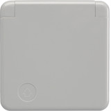 Berker 4211 Steckdose Schuko mit Abdeckplatte und Klappdeckel wg Up IP44 grau. glänzend