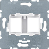 Berker 454105 Tragplatte mit weißer Aufnahme 2fach für Modular Jacks Modul-Einsätze