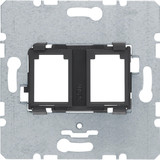 Berker 454202 Tragplatte mit schwarzer Aufnahme 2fach für Modular Jacks Modul-Einsätze