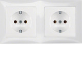 Berker 47208989 Steckdosen-Kombination Schuko 2fach mit Rahmen S.1 polarweiß. glänzend