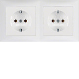 Berker 47209909 Steckdosen-Kombination Schuko 2fach mit Rahmen S.1 polarweiß. matt