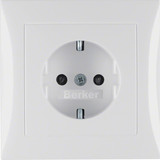 Berker 47228989 Steckdose Schuko mit Abdeckplatte u. erh.BS S.1/B.3/B.7 polarweiß. glänzend