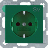 Berker 47238903 Steckdose Schuko mit Aufdruck SV. erh. Berührungsschutz. S.x/B.x. grün gl.
