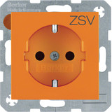 Berker 47238907 Steckdose Schuko mit Aufdruck ZSV. erh. Berührungsschutz. S.x/B.x. orange gl.