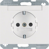 Berker 47387009 Steckdose Schuko mit Beschriftungsfeld u. erh.BS K.1 polarweiß. glänzend