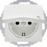 Berker 47441909 Steckdose Schuko mit Klappdeckel u. erh.BS S.1/B.3/B.7 polarweiß matt
