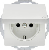 Berker 47446089 Steckdose Schuko mit Klappdeckel u. erh.BS Q.x polarweiß samt