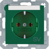 Berker 47508913 Steckdose Schuko mit Beschriftungsfeld und Aufdruck S.1/B.3/B.7 grün. glänzend