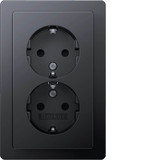 Berker 47596086 Doppelsteckdose Schuko mit Abdeckplatte. hoch. erh. Ber.schutz. Q.1. anthr. samt