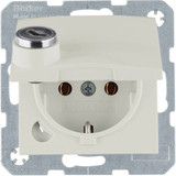 Berker 47638982 Schuko Steckdose m. Steckklemme.Klappd..Schloss. S.1.weiß glänzend