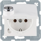 Berker 47638989 Schuko Steckdose m. Steckklemme.Klappd..Schloss. S.1.polarweiß glänzend