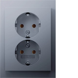 Berker 47747003 Doppelsteckdose Schuko mit Abdeckplatte. Berker K.5. alu matt. lackiert