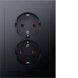 Berker 47747006 Doppelsteckdose Schuko mit Abdeckplatte. Berker K.1. anthrazit matt. lackiert