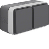 Berker 47753525 Steckdose Schuko 2fach waagerecht mit Klappd.. 4 Leitungseinf. AP W.1 grau