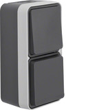 Berker 47803515 Kombination Wechselschalter/Steckdose Schuko mit Klappdeckel AP W.1 grau