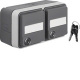 Berker 47893525 Doppelsteckdose Schuko mit Klappd..Beschr.-Feld.ungl.Schließung AP W.1 grau