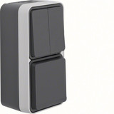 Berker 47903525 Kombination Serienschalter/Steckdose Schuko mit Klappd. AP. W.1. grau matt