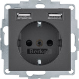 Berker 48031606 Steckdose Schuko/USB A-A. B.3/B.7. anthrazit matt