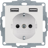 Berker 48036089 Steckdose Schuko/USB A-A. Q.x. polarweiß samt