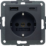 Berker 48141606 Steckdose SCHUKO/USB AC 20W PD B3 ant mt