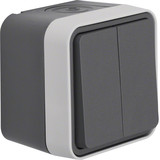 Berker 50753515 Serientaster. 2 Schließer mit getrennten Eingangsklemmen AP W.1 grau LT