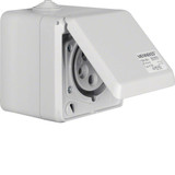 Berker 558001 CEE Steckdose 5-polig Ap 16 A mit Klappdeckel Verbindungssysteme lichtgrau