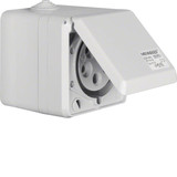 Berker 558201 CEE Steckdose 5-polig Ap 32 A mit Klappdeckel Verbindungssysteme lichtgrau