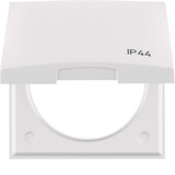 Berker 918282599 Rahmen mit Klappdeckel und Aufdruck IP44. Integro Flow. polarweiß gl.