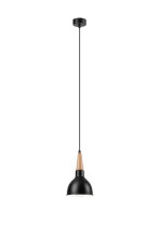 Bioledex kleine Pendelleuchte 15cm E27 schwarz Metall, Holz