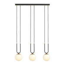 Bioledex Tonsern Pendelleuchte 3-fach E14 schwarz/gold opal 70x115x15cm Made in Europe