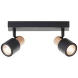 Brilliant Pini Spotbalken, 2-flammig GU10 Schwarz Holz FSC® 10146/76