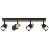 Brilliant Pini Spotbalken, 4-flammig GU10 Schwarz Holz FSC® 10147/76