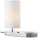 Brilliant Clarie Tischleuchte 26cm mit Induktionsladeschale E14 Weiß Eisen Wireless charging 60091/75