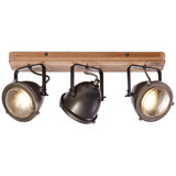 Brilliant Carmen Wood Spotbalken, 3-flammig GU10 Burned Steel Holz FSC® 72030/84