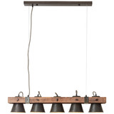 Brilliant Plow Pendelleuchte, 5-flammig E27 Schwarz Stahl Holz FSC® 82175/46