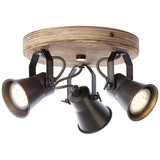 Brilliant Seed Spotrondell, 3-flammig GU10 Schwarz Stahl Holz Hell FSC® 82234/46
