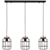 Brilliant Gwen Pendelleuchte, 3-flammig (Balken) E27 Antik Holz Schwarz Korund FSC® 99256/66
