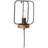 Brilliant Tosh Wandleuchte mit Zuleitung E27 Antik Holz Schwarz Korund FSC® 99499/66
